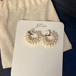 J.CREW PEARL HOOP EARRINGS
